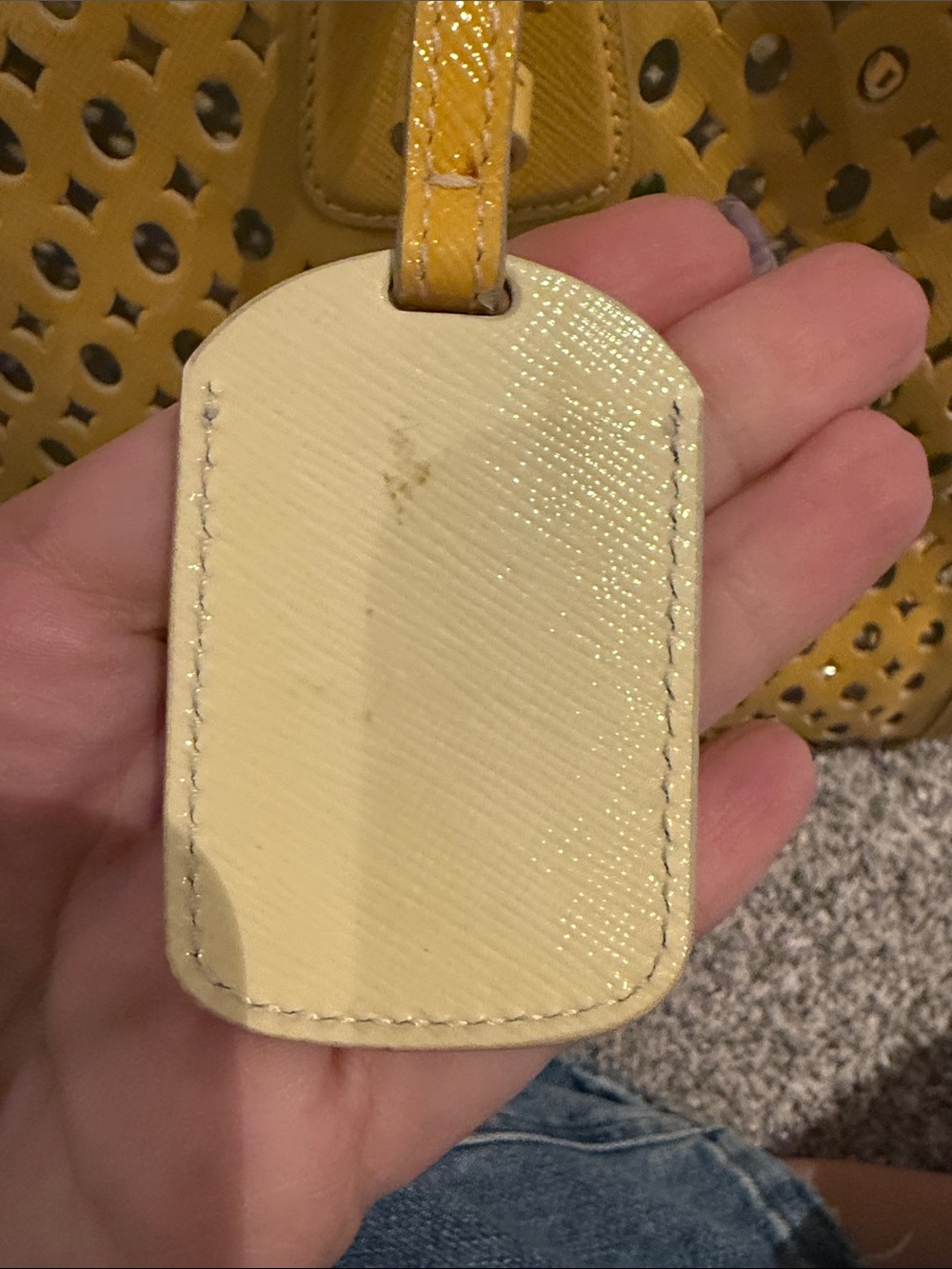 Prada Yellow Perforated Leather Satchel - Picture 7 of 9